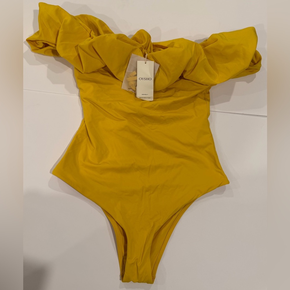 Oysho Women's Yellow One Piece Swimsuit